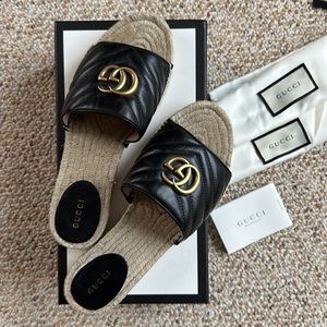 Gucci Marmont black espadrille flats 🖤